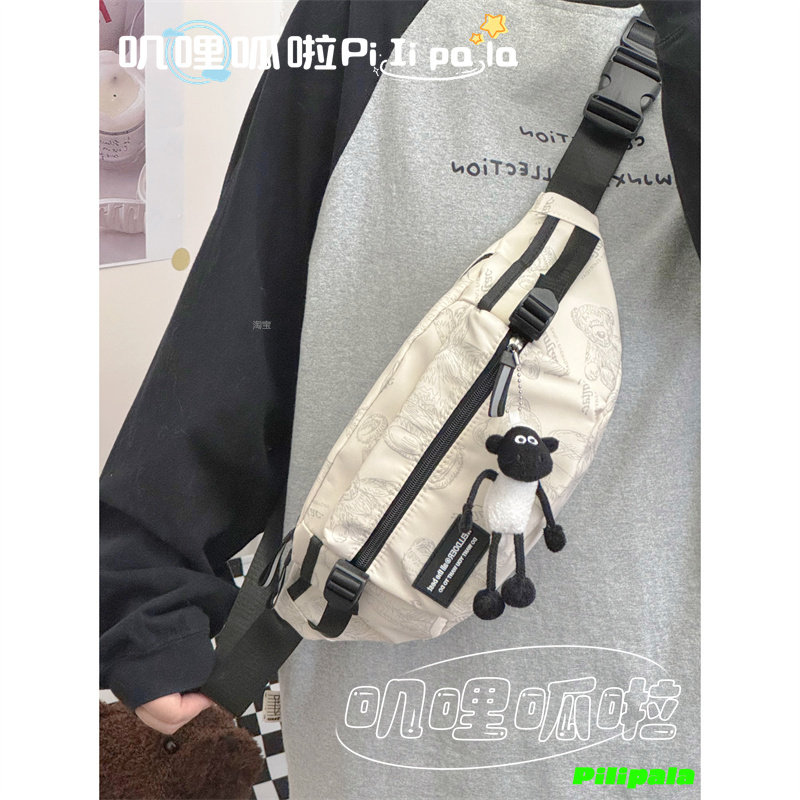 百搭印花胸包ins工装斜挎包