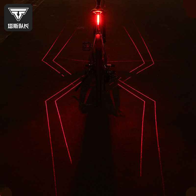 自行车尾灯高亮智能夜骑行装备配件USB充电激光山地车尾灯警示灯