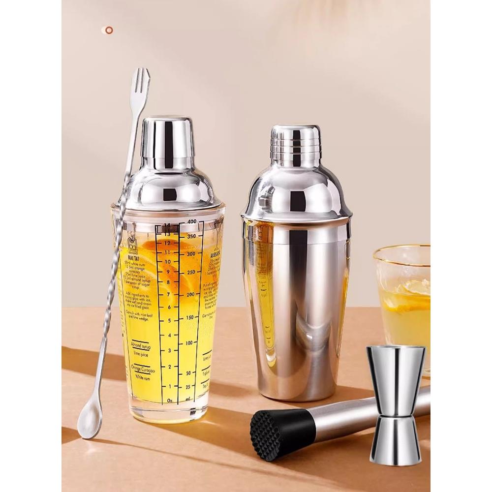 德国玻璃雪克杯调酒器套装柠檬茶工具摇杯鸡尾酒不锈钢调酒手摇壶