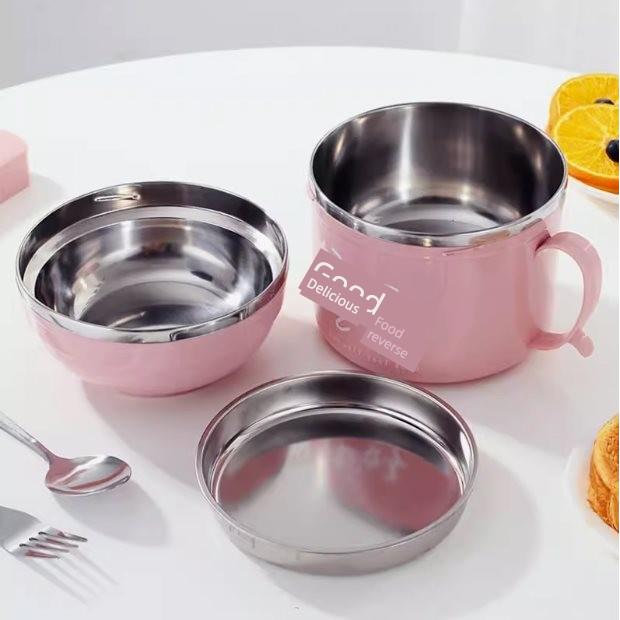 家用不锈钢餐具饭盒绝缘学生宿舍神器上班族带盖碗和筷子套装方便