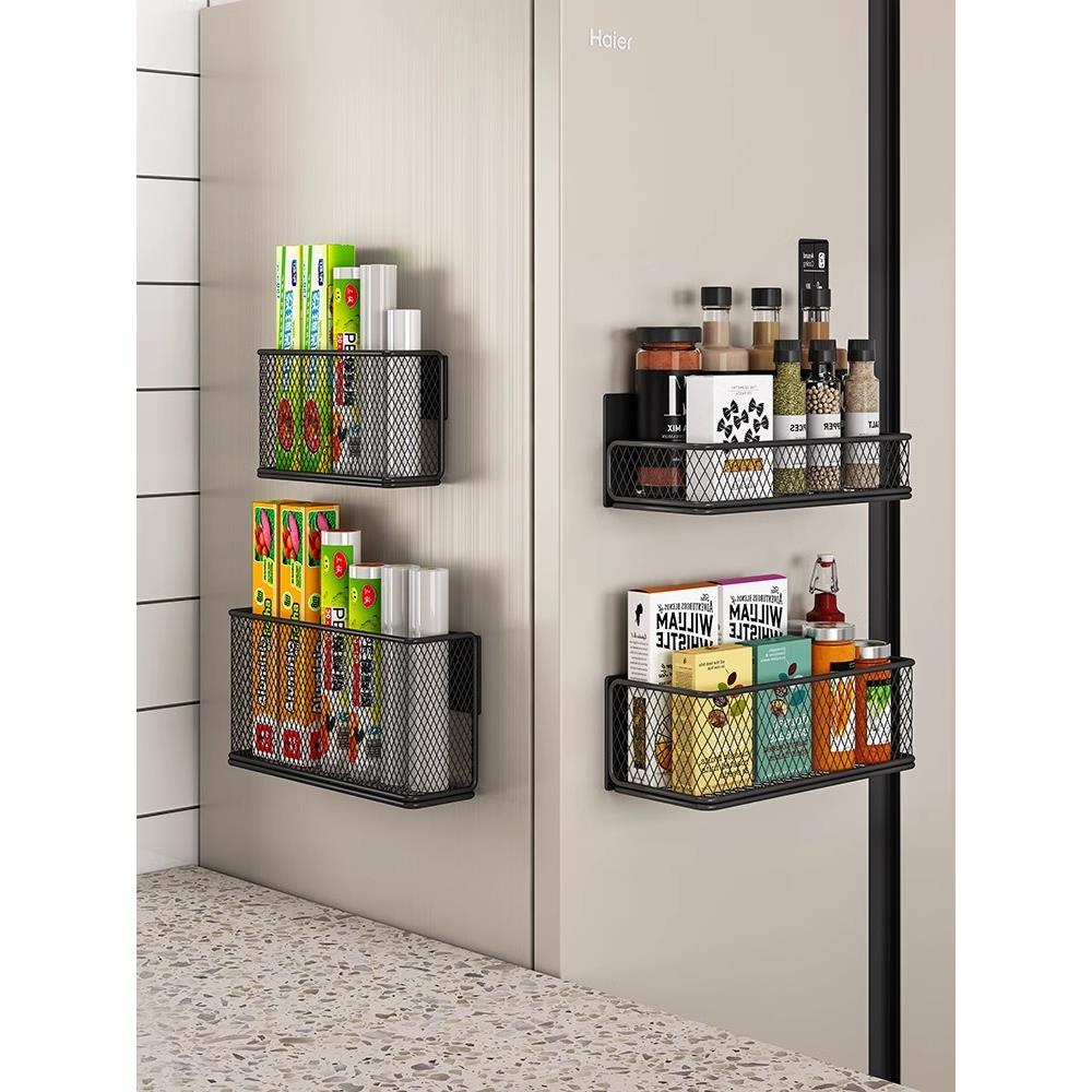 冰箱置物架侧收纳磁吸侧面厨房多功能免打孔纸巾保鲜膜调味料架子