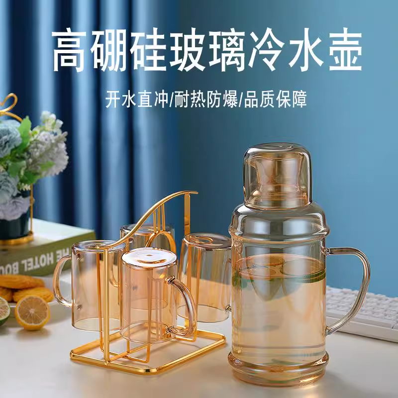 冷水壶玻璃水壶耐高温大容量冰箱凉白开水储水瓶果汁夏泡茶壶套装