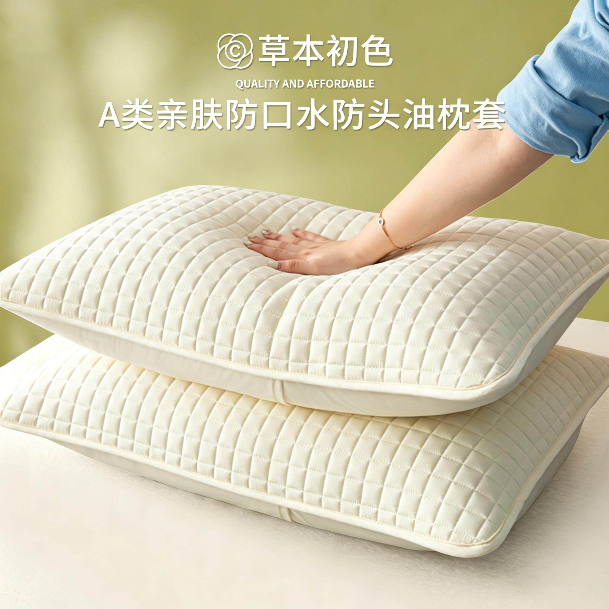 枕头套防头油防口水隔离层乳胶枕套48cmx74cm一对装单个装枕芯套
