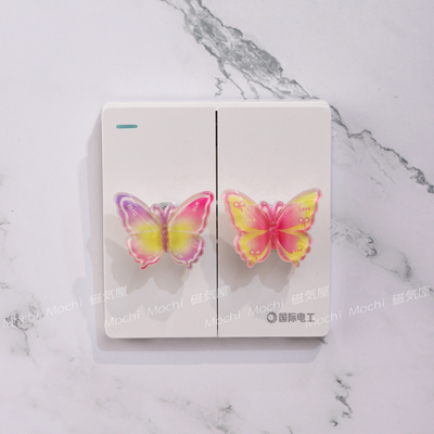 可爱蝴蝶开关贴创意卡通家居装饰贴遮丑立体自粘式拨杆摇杆