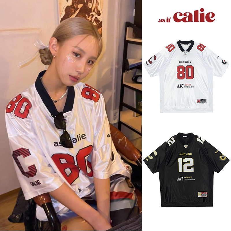 韩国asifcalie金玟池同款球衣T恤