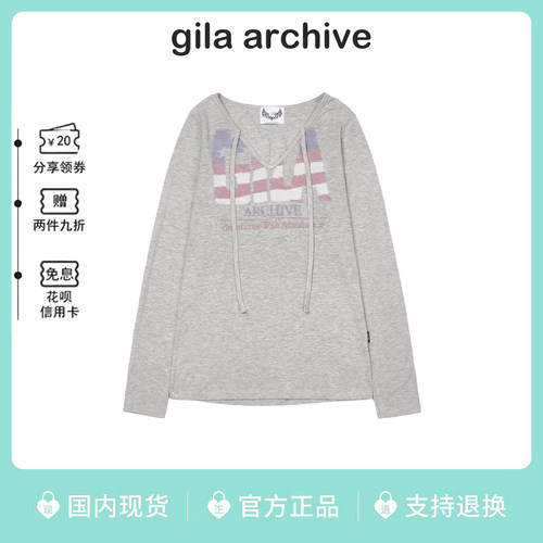 gilaarchive字母印花长袖T恤女