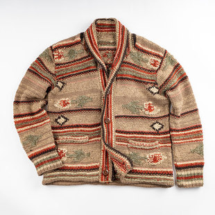 RainbowSecret纳瓦霍民族风手工棒针民族风青果领毛衣 非RRL