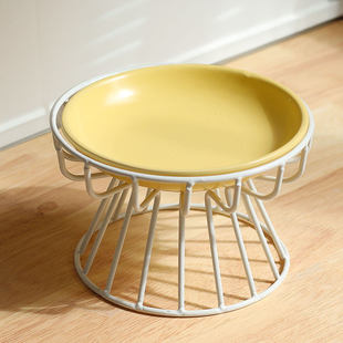 猫碗碟子零食碗罐头碗猫咪高脚碗专用扁脸陶瓷黑色食盆饭盆猫粮碗