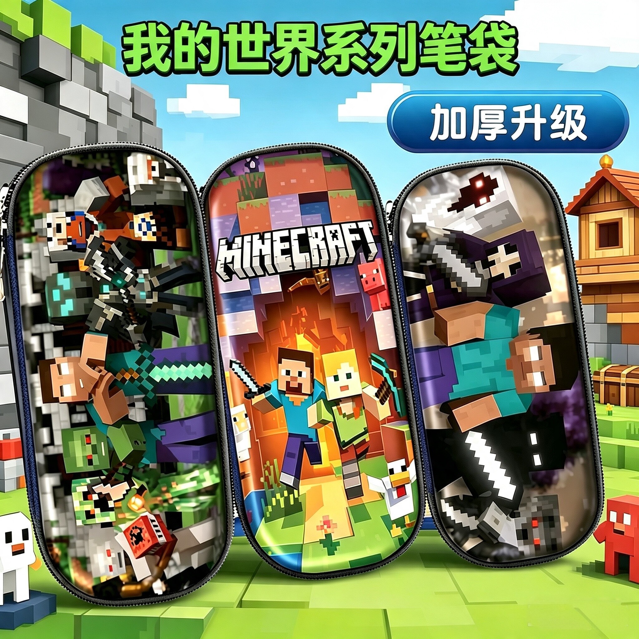 我的世界大容量笔袋文具盒图片