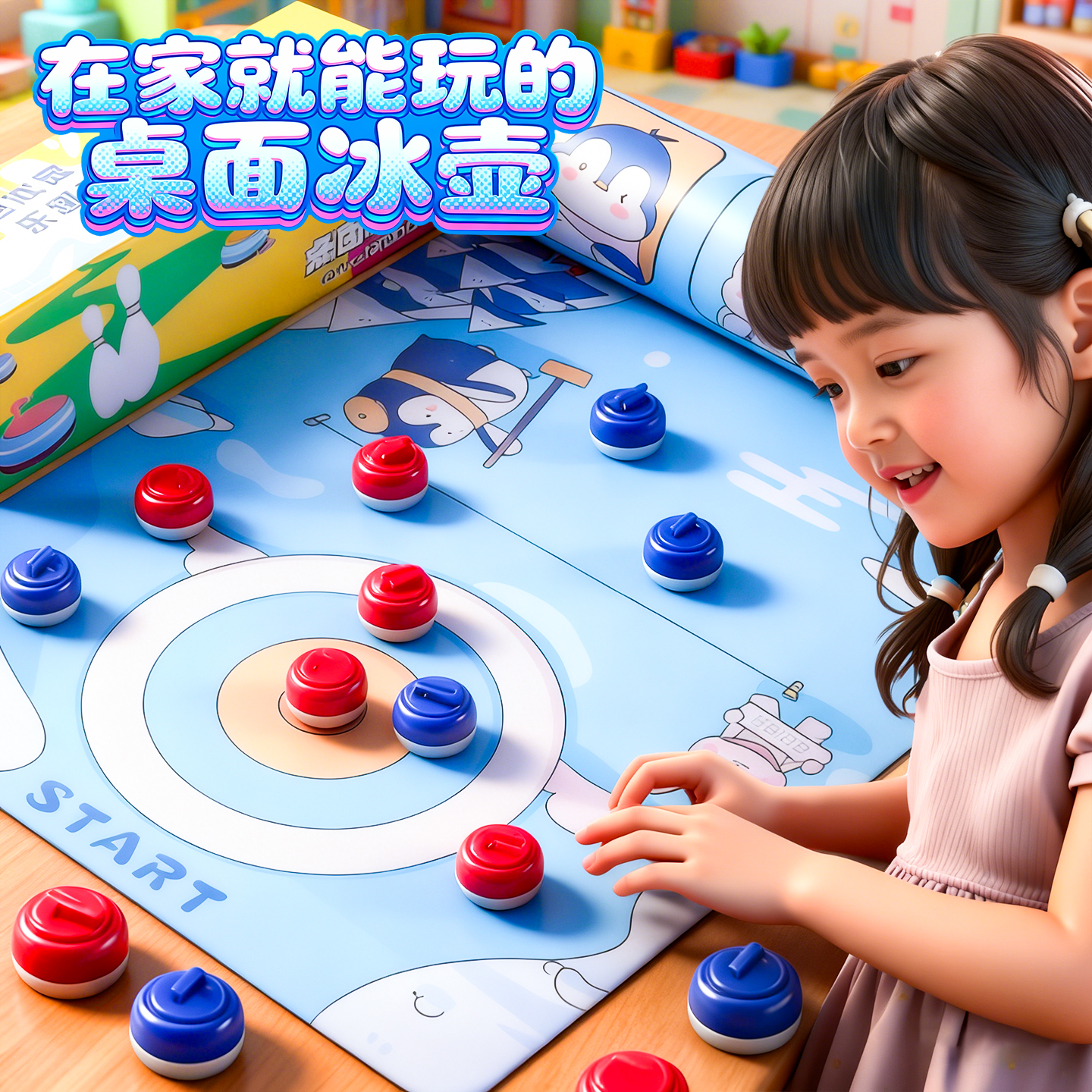 儿童益智桌面冰壶游戏