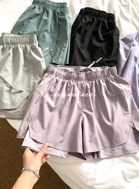 深圳南油高端女装运动短裤女二合一跑步速干A字裤假两件健身短裤