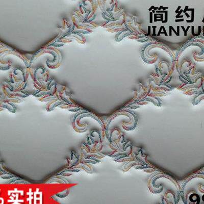 自带海绵软包皮革防盗门墙围炕隔音人造革PU面料床头靠背景墙面料