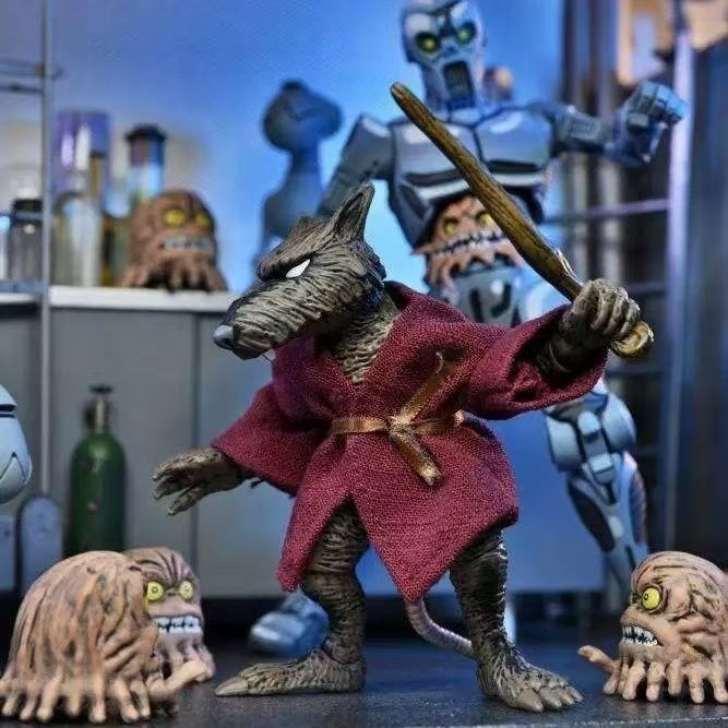 全新盒装现货NECA忍者神龟斯 普林特老鼠  关节可动手办模型