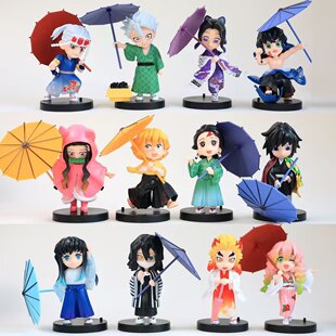 鬼灭之刃 Q版6款梅雨系列 伊之助 炭治郎我妻善逸富冈蝴蝶忍 手办