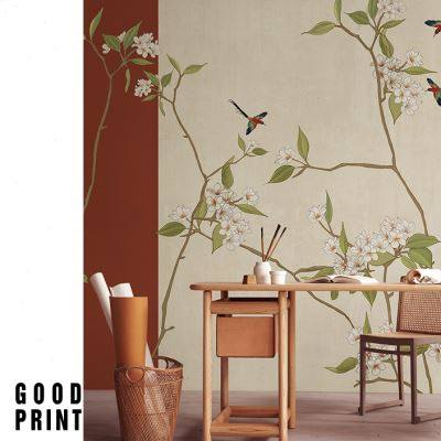 定制良印新中式简约墙纸卧室床头背景花鸟壁纸客厅电视背景墙定制