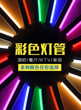 彩色灯棍氛围夜光条粉红色led一体式霓虹摄影电竞补装饰线1.2米T8