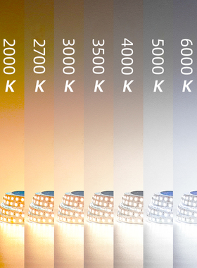 琥珀黄白橙2000K2700K3000K350K405060灯带暖光中性光led低压灯条