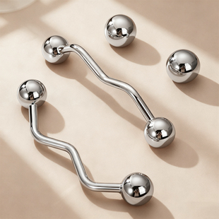 法式亮银轻奢柜门拉手中古风新中式现代简约高档抽屉衣柜门把手