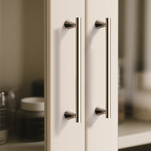 法式轻奢极简拉手黄铜中古风橱柜门衣柜鞋柜家具银色新中式小拉手