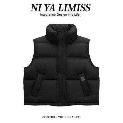 JOYIASS欧货时尚立领无袖马甲女款2025新款冬季加绒衣加厚保暖背