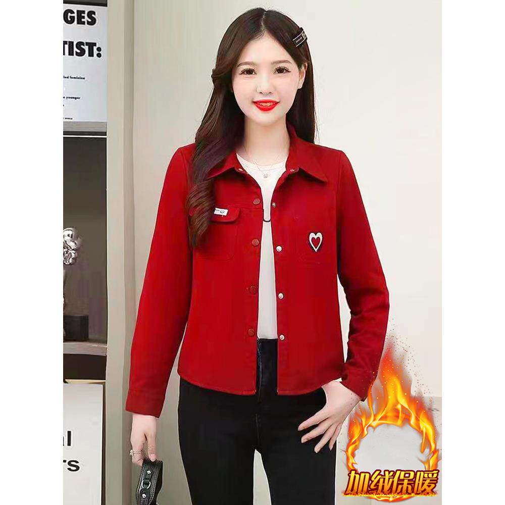 JOYIASS2025秋冬季时尚百搭短外套女士加绒加厚韩版印花单排扣Pol