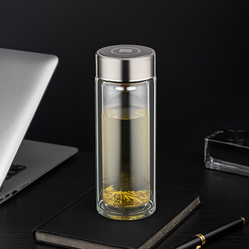 希诺双层玻璃杯男女士高档商务办公茶杯家用隔热防烫杯子商超同款