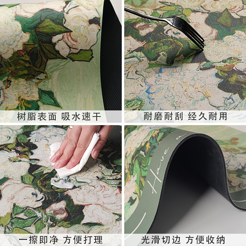 梵高油画浴室硅藻泥m弧形软垫卫生间家用地垫吸水脚垫防滑速干地
