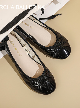 marcha ballerina/玛沙芭蕾浅口平底单鞋百搭黑色职业简约四季鞋