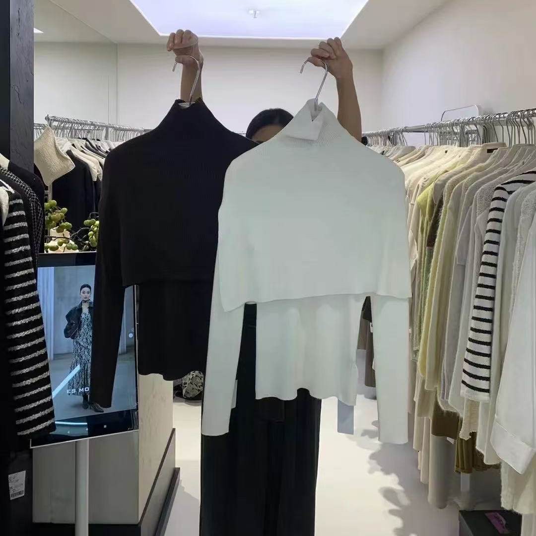 十三行女装高领披肩针织