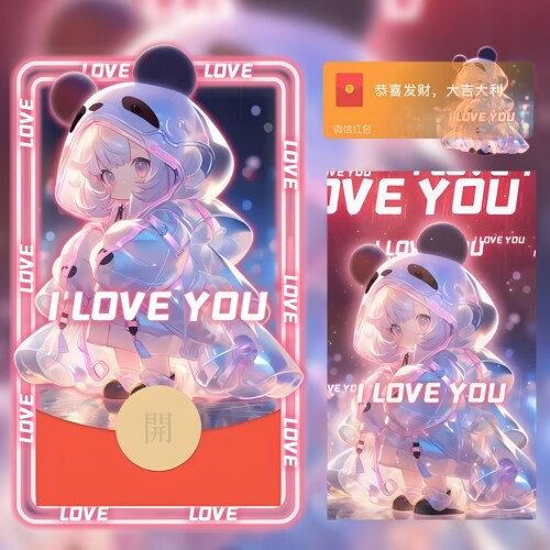 【熊猫女孩】趣味炫酷可爱微信红包封面动态音乐wx序列码个性定制