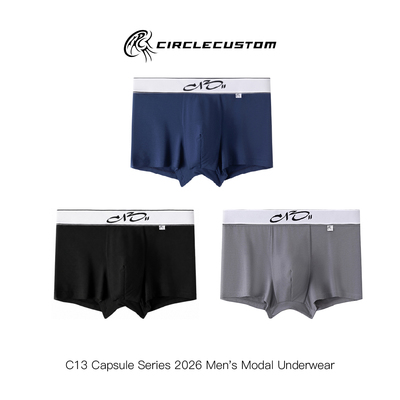【CIRCLECUSTOM】C13字母logo内裤兰精莫代尔冰丝透气四角裤男