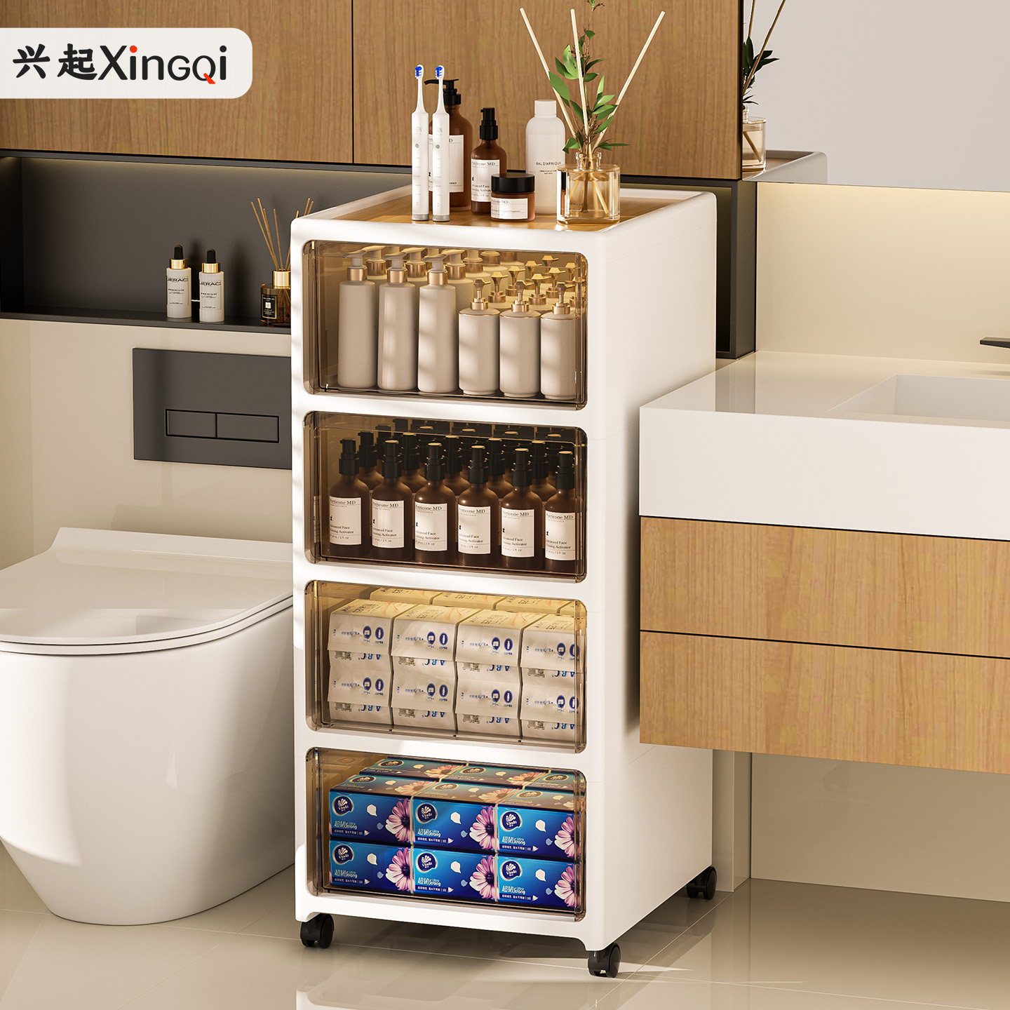 兴起浴室置物架厕所抽屉式收纳柜