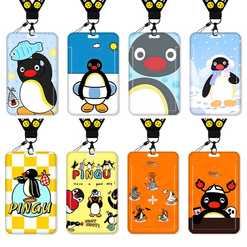 pingu企鹅卡套高颜值ins风饭卡校园卡保护套公交卡学生水卡证件小卡片套工作证工牌证件套校牌挂绳可爱风周边
