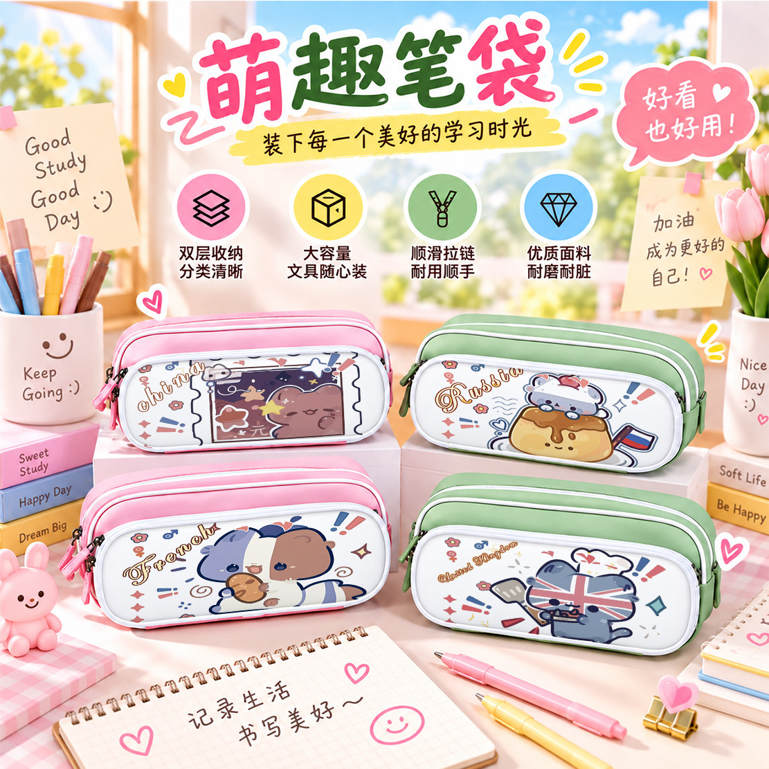 Countryhumans国拟美瓷英笔袋小学生铅笔盒2026新款超火文具袋初中生笔盒学生文具盒儿童网红爆款男生男孩款