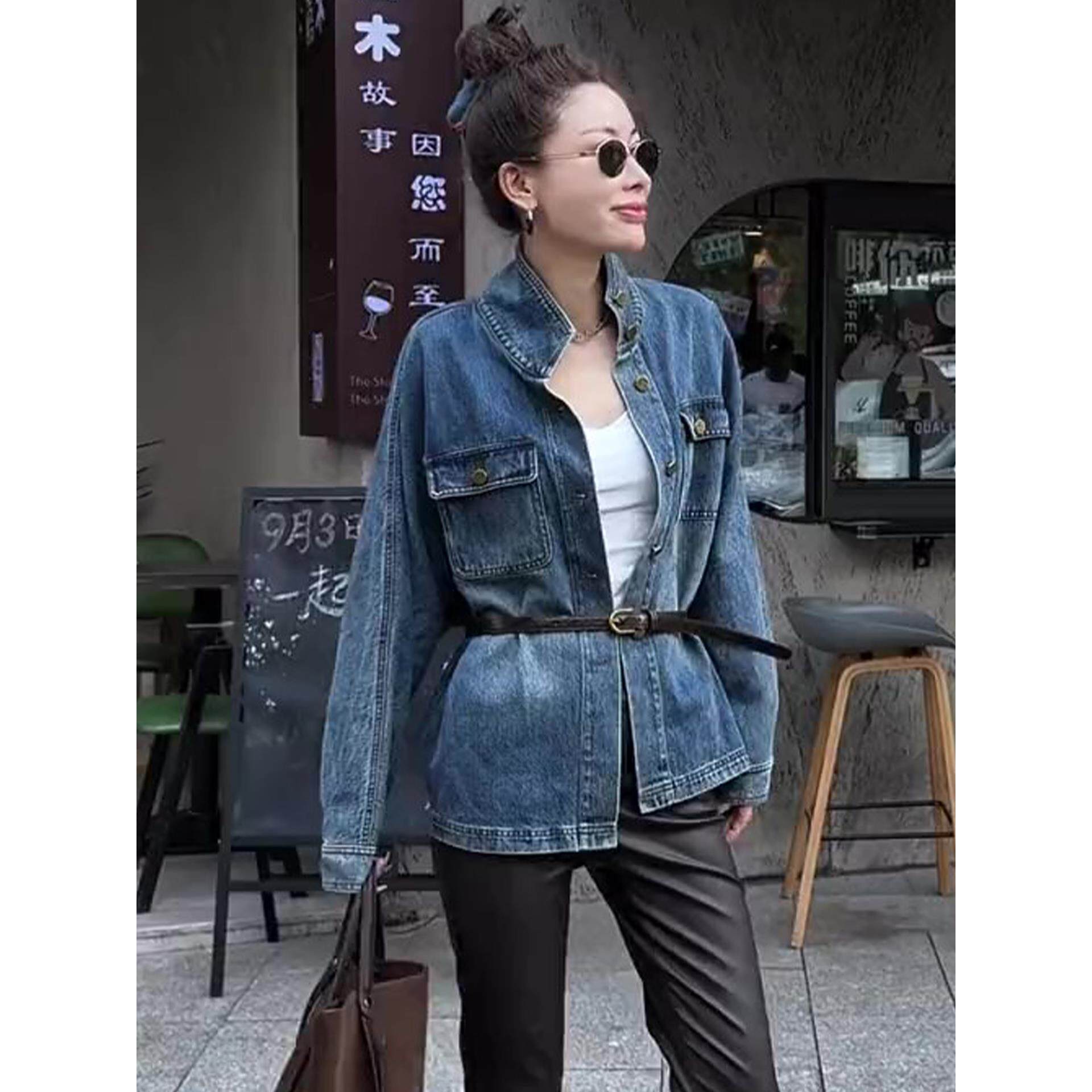 JOYIASS早秋季覆古长袖牛仔外套女薄款2025新款今年流行爆款收腰