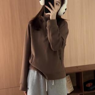 JOYIASS连帽半拉链卫衣女款加厚2025新款秋冬季爆款时尚洋气宽松