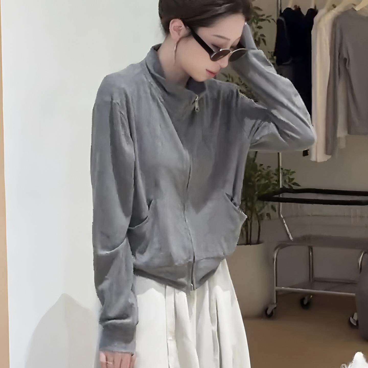 JOYIASS设计感双拉链长袖卫衣外套女2025新款秋季爆款小个子时尚