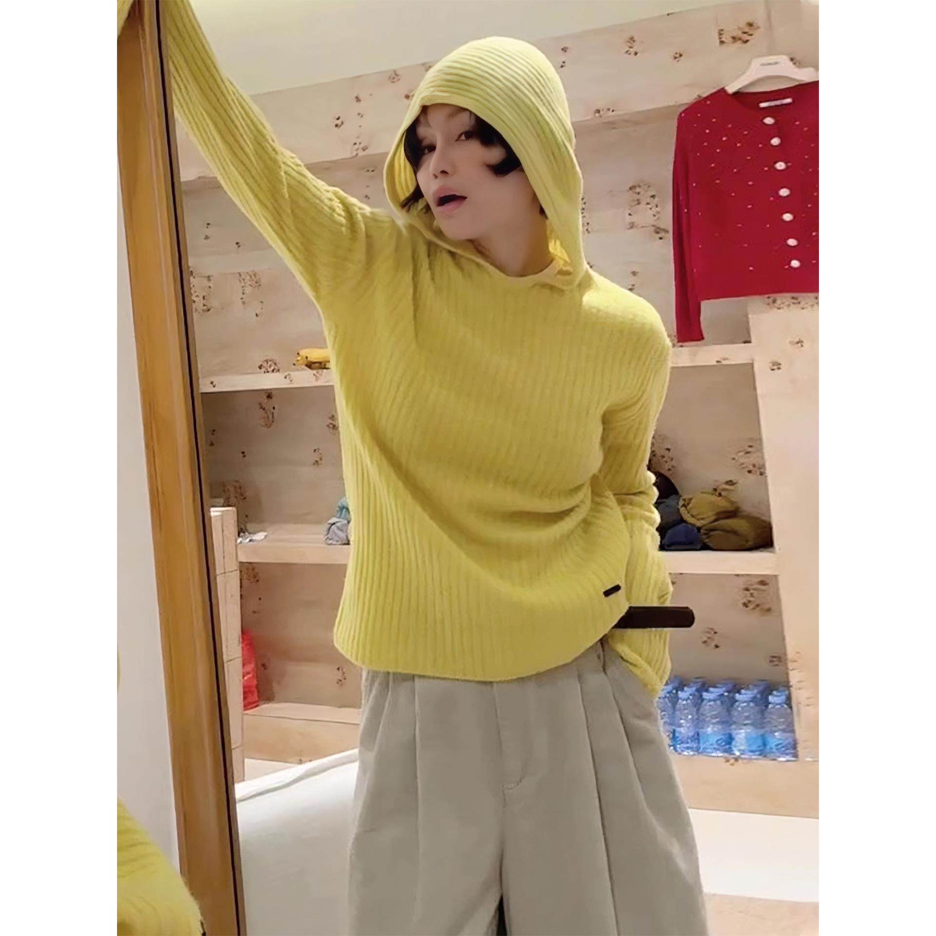 JOYIASS连帽套头毛衣针织衫女款2025新款秋冬季可外穿内搭慵懒高