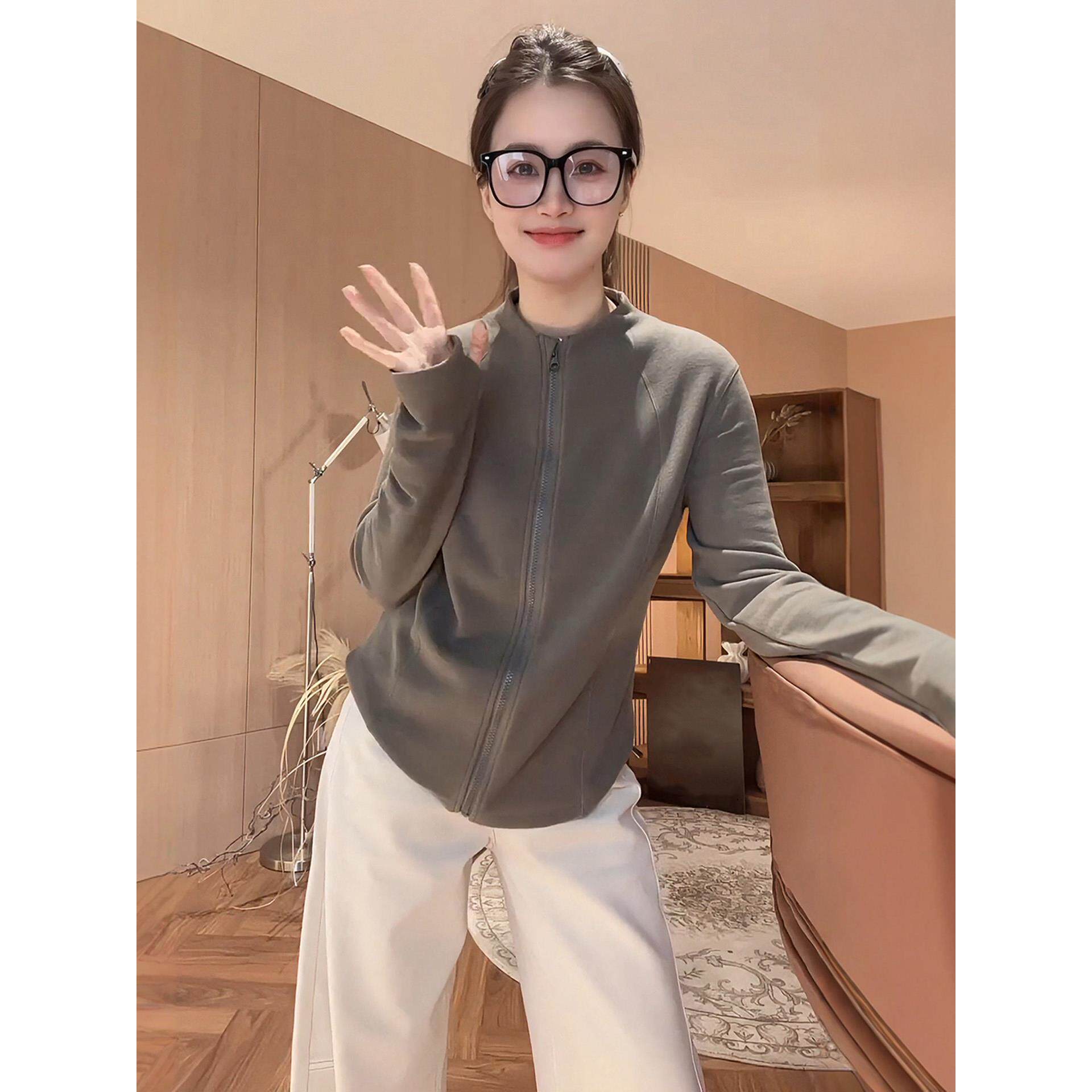 JOYIASS小个子拉炼长袖卫衣外套女款加厚2025新款秋冬季爆款时尚