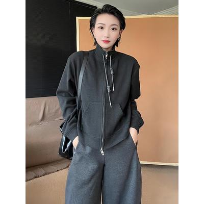 JOYIASS立领双拉炼加厚加绒卫衣外套女款2025新款秋冬季爆款时尚