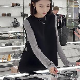 JOYIASS设计感黑色无袖马甲女款2025新款春秋季时髦洋气独特漂亮