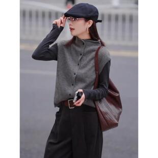 JOYIASS韩系叠穿马甲针织衫长袖女款2025新款早秋穿搭时髦洋气两