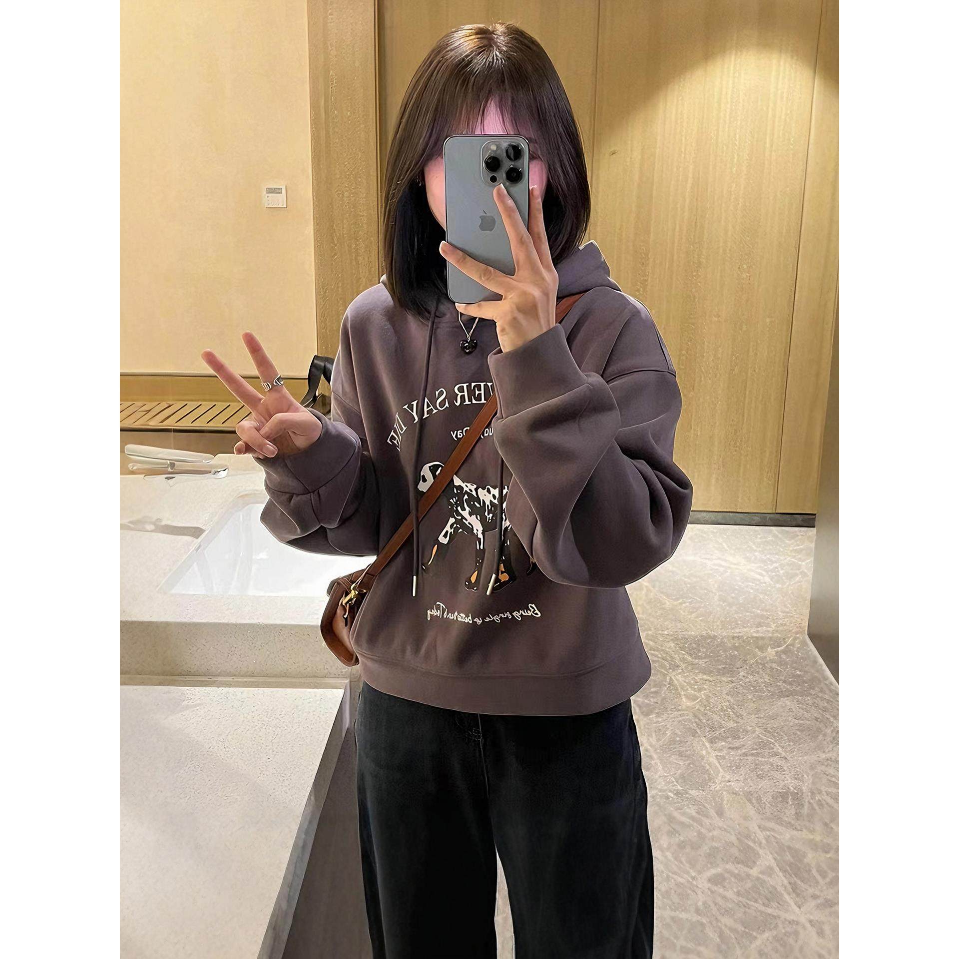 JOYIASS小个子连帽长袖加绒卫衣女款2025新款秋冬季爆款时尚洋气