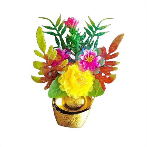 祭祀小花篮多色绢花绢布元宝底座花圈花篮随葬安葬寄存骨灰盒摆件