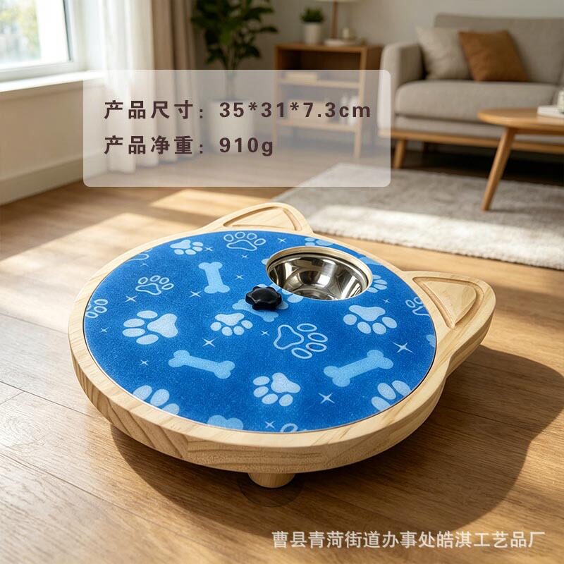 跨境宠物可旋转实木不锈钢盆可清洗多样性喂食器宠物磨爪喂食器