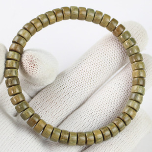 厂家绿檀手串个性药片珠4*7MM单圈男女手链饰品文玩木串佛珠