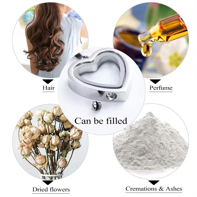 百年家事殡葬厂家爆款跨境热销不锈钢玻璃宠物毛发骨灰项链吊坠透