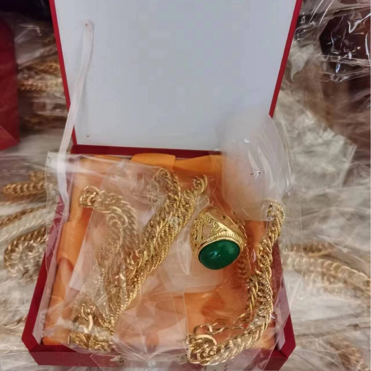 厂家殡葬随葬品镀金仿真男女首饰项链耳环戒指手链祭祀用品
