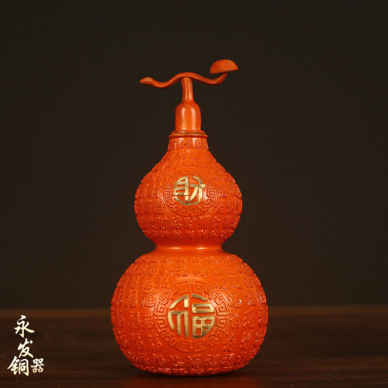 黄铜葫芦摆件开盖葫芦财福葫芦 铜器工艺品摆件铜像家居送人装饰