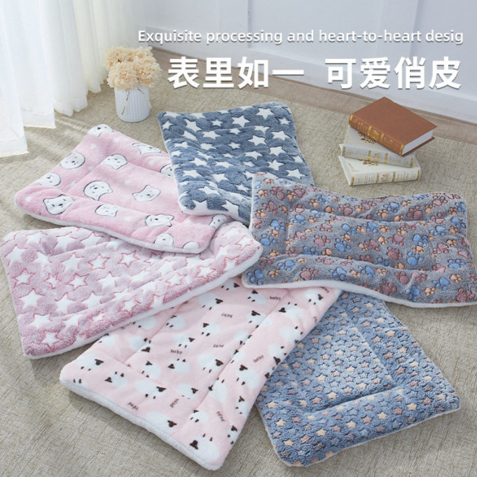 加厚毛绒垫子猫窝猫咪睡垫狗窝珊瑚绒狗毯子加棉垫子保暖窝垫